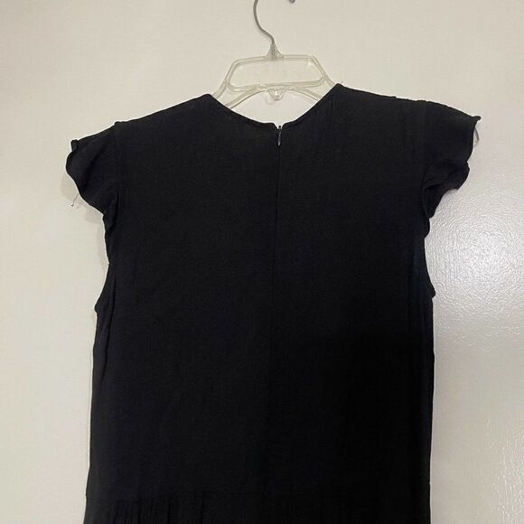 Zara Black Fringe hem ruffle sleeve jumpsuit size XS - Picture 4 of 8